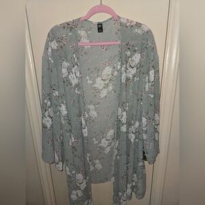 SHEIN Floral Print Kimono in Sage and Pink